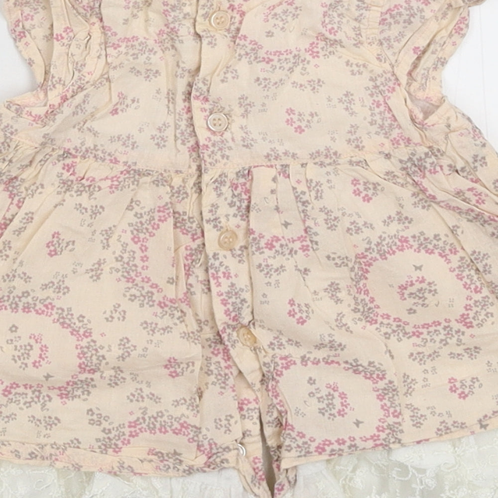 Rockabye-Baby Girls Beige Floral Shirt Dress Size 3-6 Months