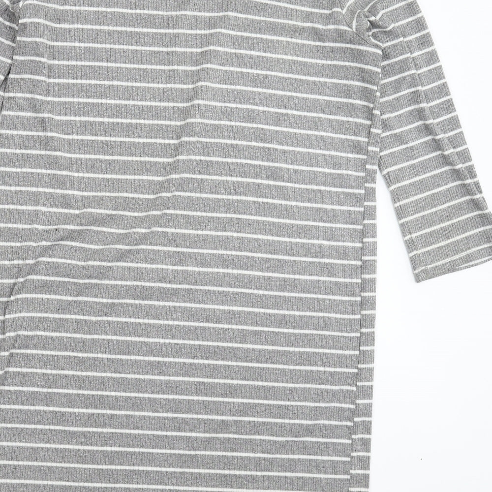 FOREVER 21 Womens Grey Striped Jumper Dress Size L