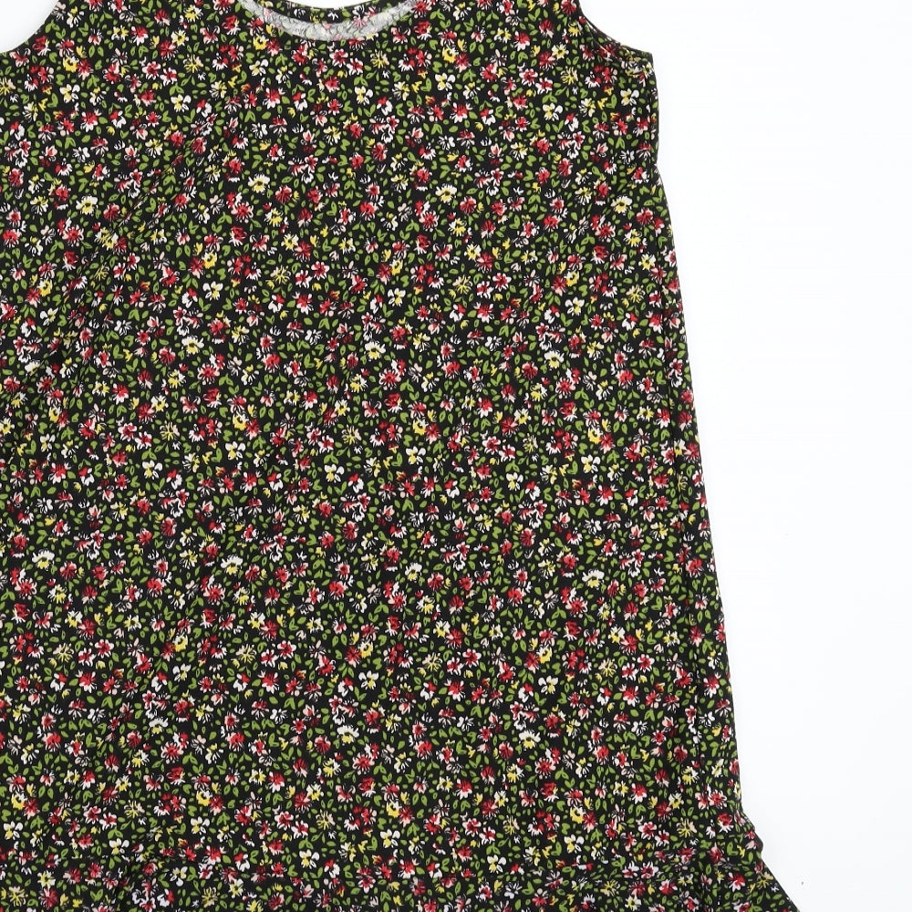 Mango Womens Black Floral Tank Dress Size S