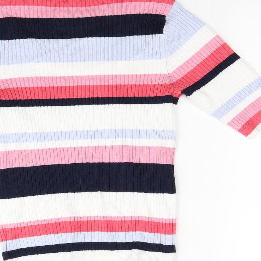 Marks & Spencer Womens White Striped Knit Pullover Jumper Size 8