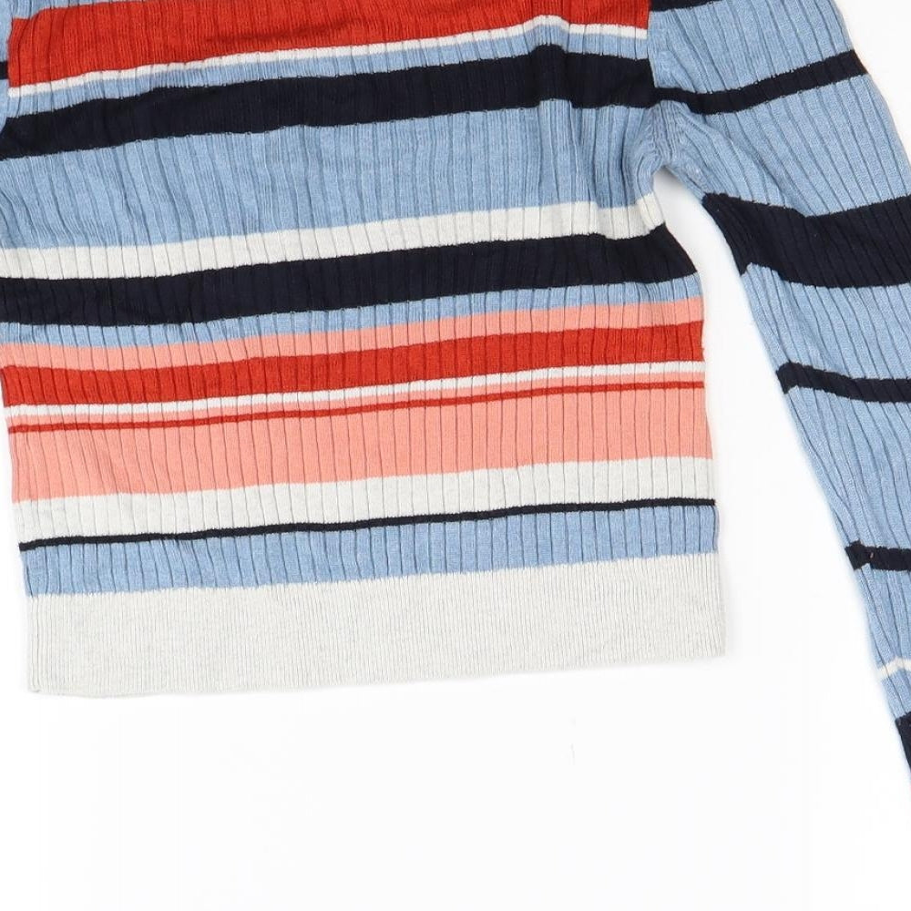 Cooperative Womens Blue Striped Knit Pullover Jumper Size S