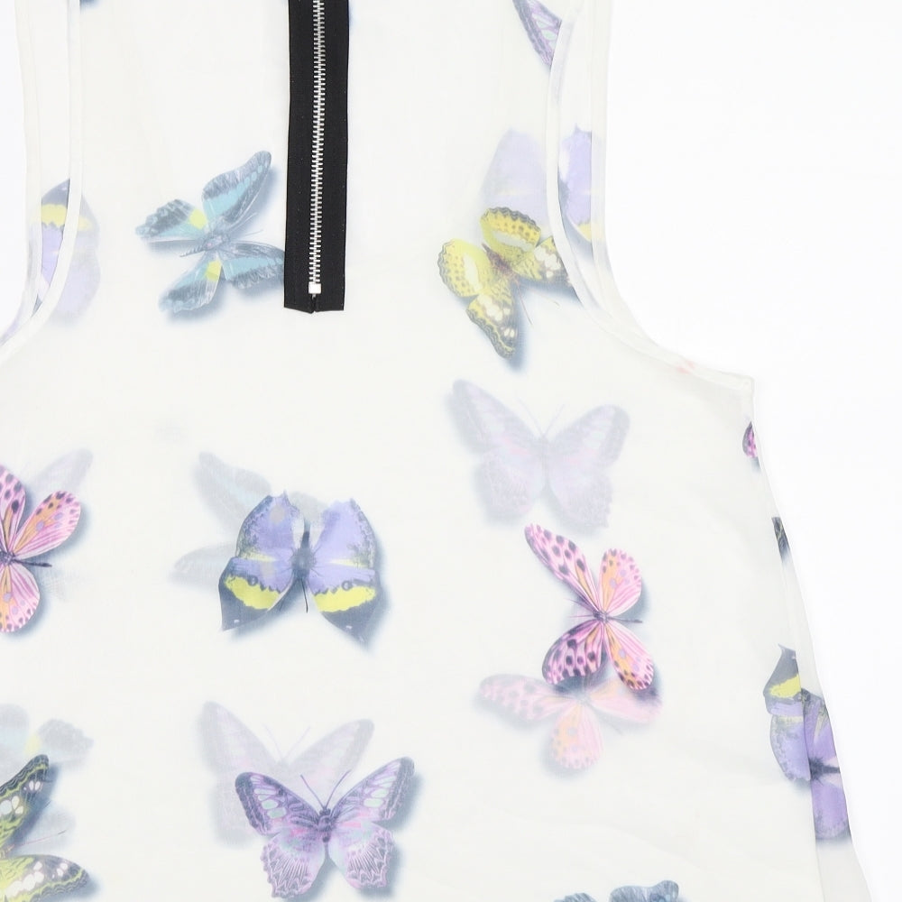 Cameo Rose Womens White Basic Tank Size 8 - Butterflies