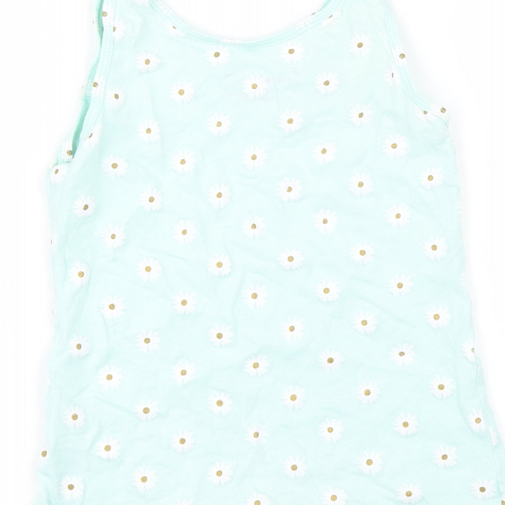 Primark Girls Green Basic Tank Size 7-8 Years - Daisies