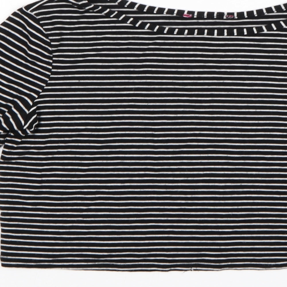 YD Girls Black Striped Pullover Jumper Size 9-10 Years
