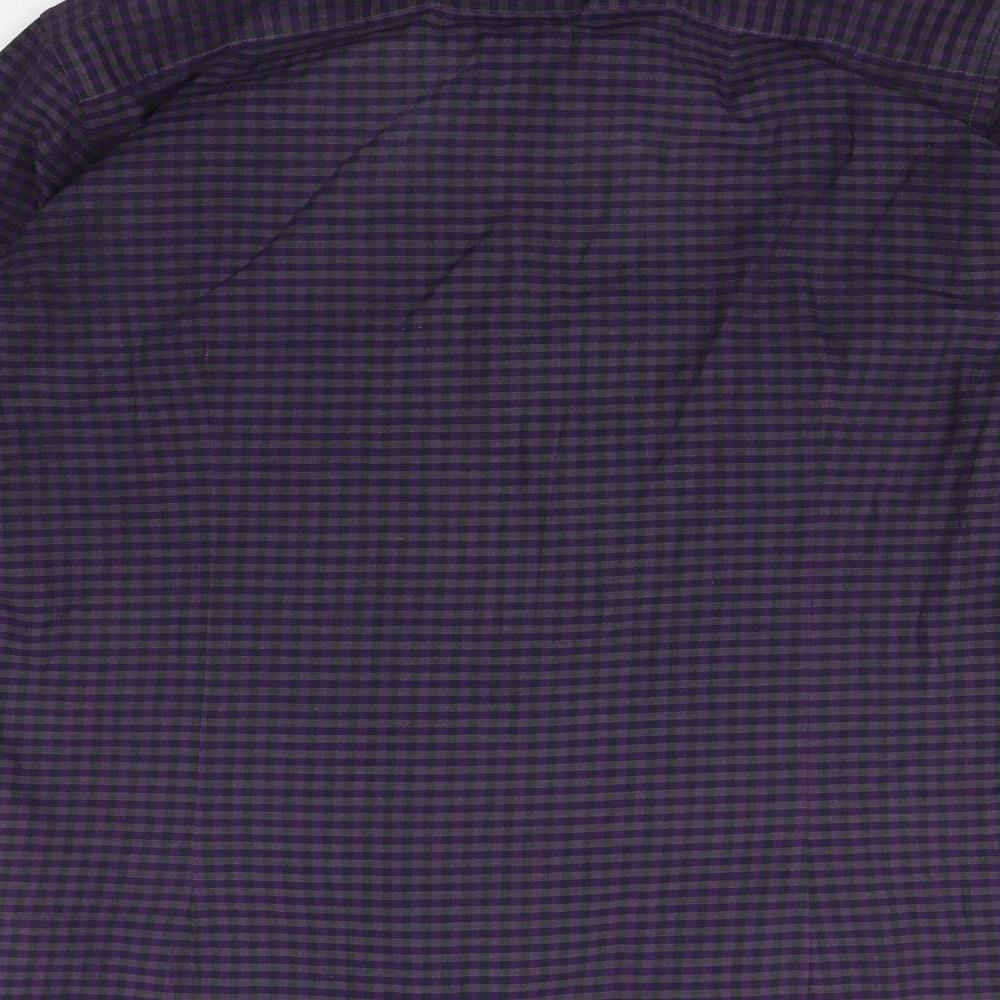 Cedarwood State Mens Purple Check Button-Up Size 15.5