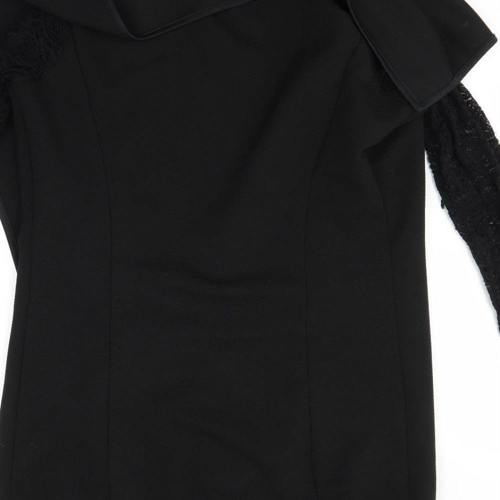 QED London Womens Black Jacket Coatigan Size M - Lace Sleeve