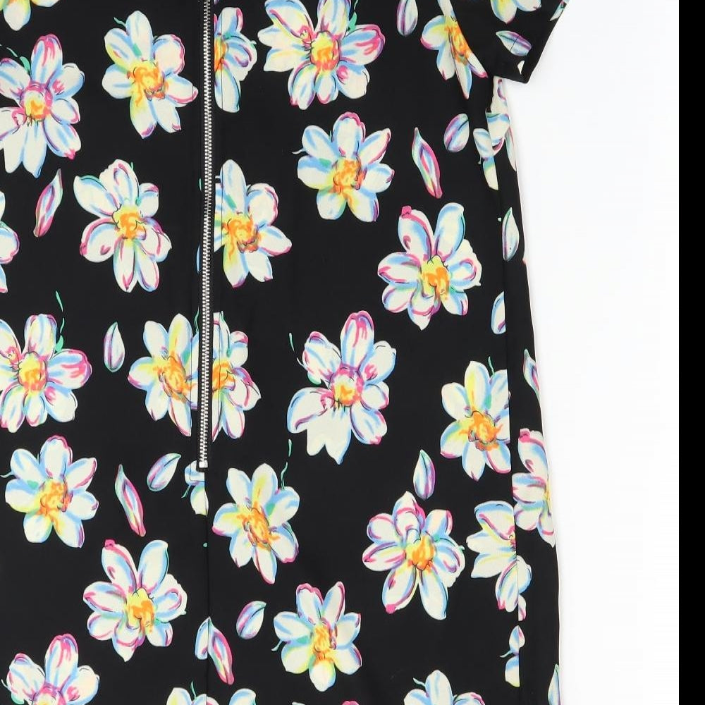 Glamarous Womens Black Floral T-Shirt Dress Size S