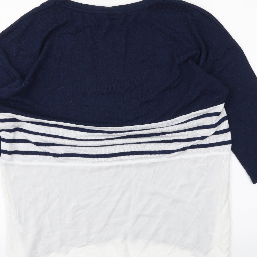 TU Womens Blue Striped Tunic Polo Size 12