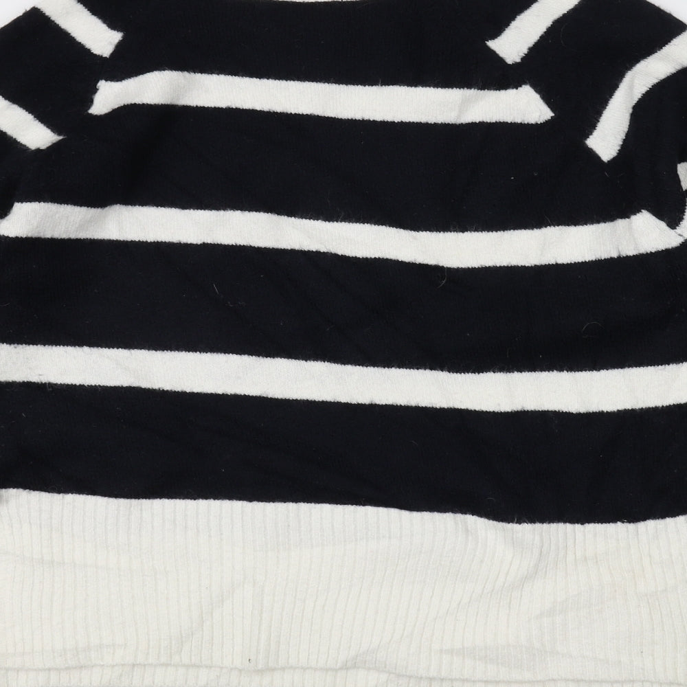 F&F Womens White Striped Pullover Jumper Size 14