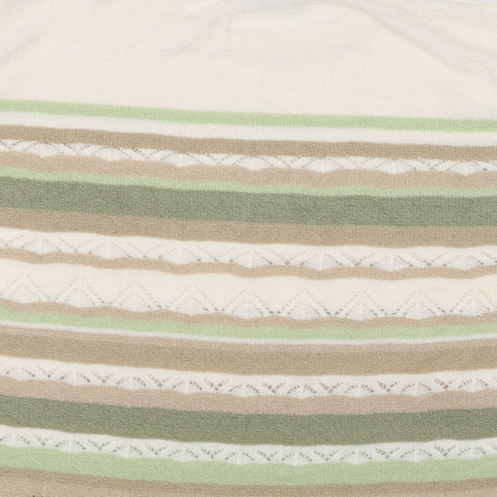 Bonmarché Womens White Striped Pullover Jumper Size M