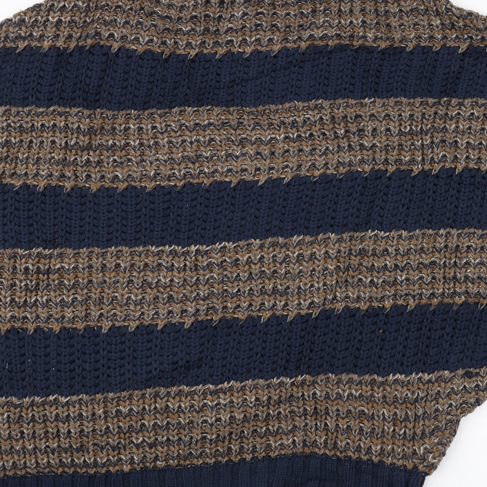 Pull&Bear Womens Blue Striped Knit Pullover Jumper Size M