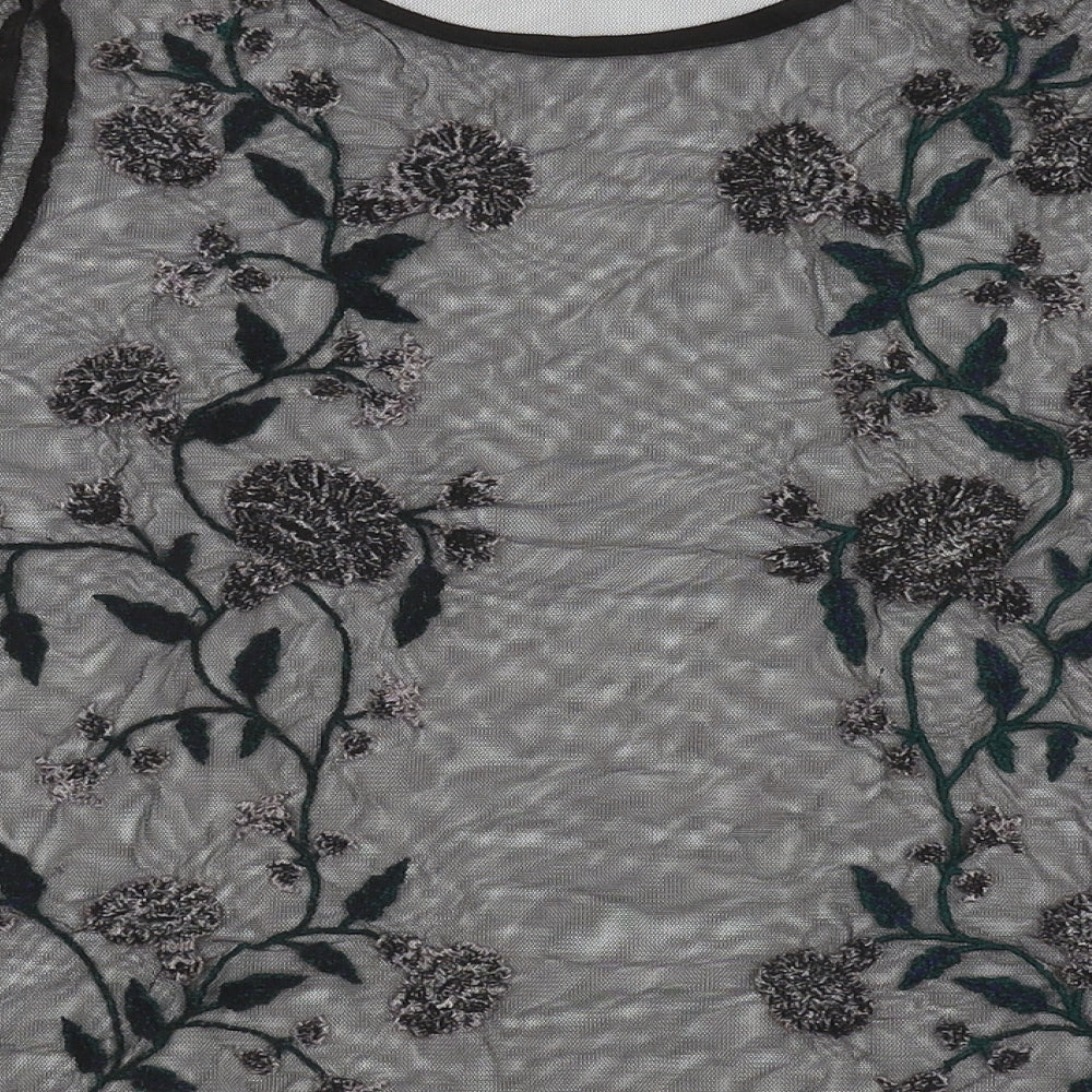 River Island Womens Black Floral Basic T-Shirt Size 10