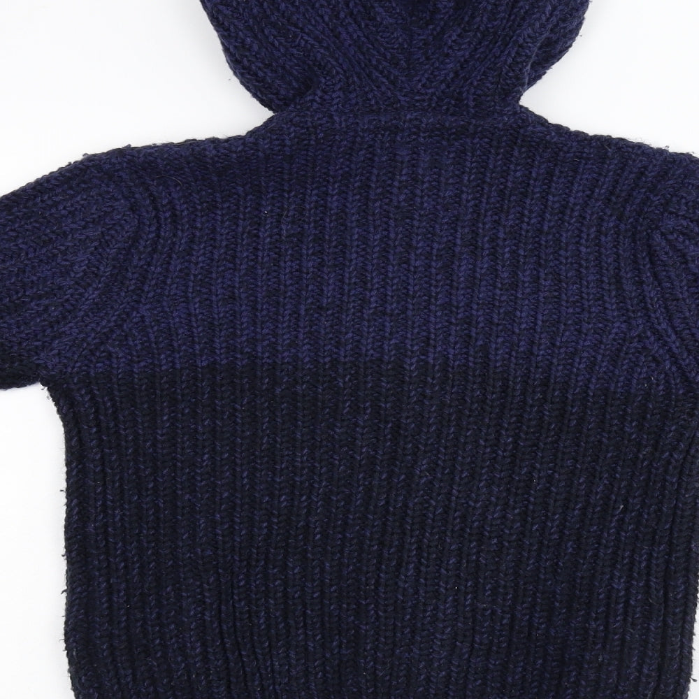 Zara Boys Blue Knit Full Zip Hoodie Size 7 Years