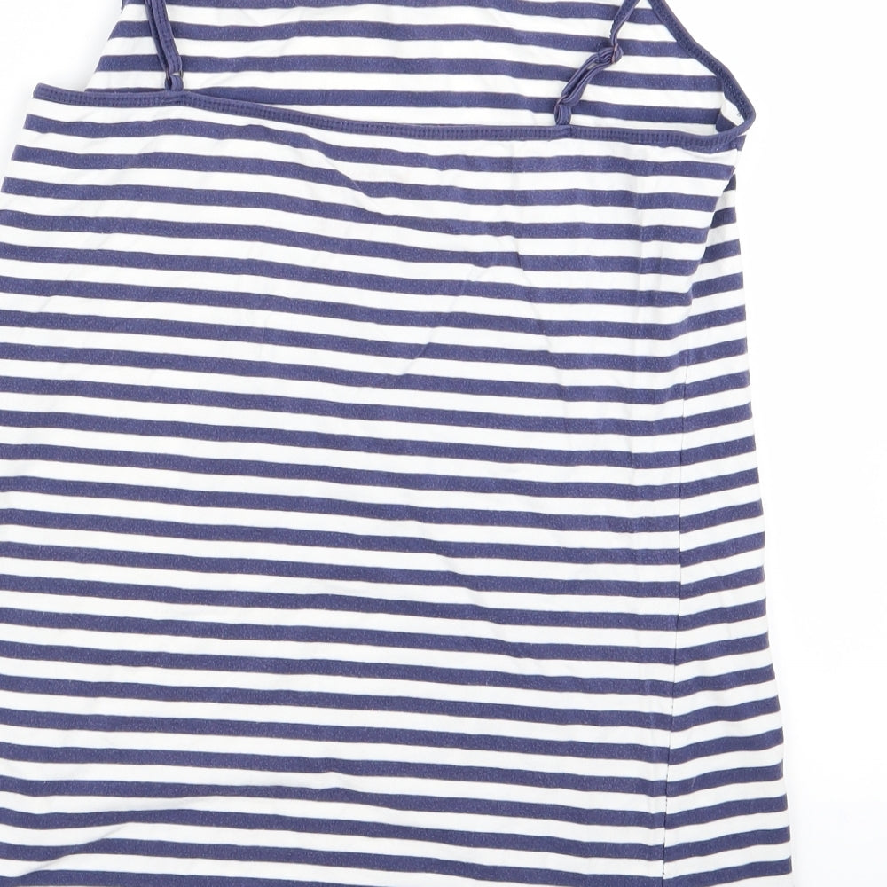 Preworn Womens Blue Striped Basic Blouse Size 16