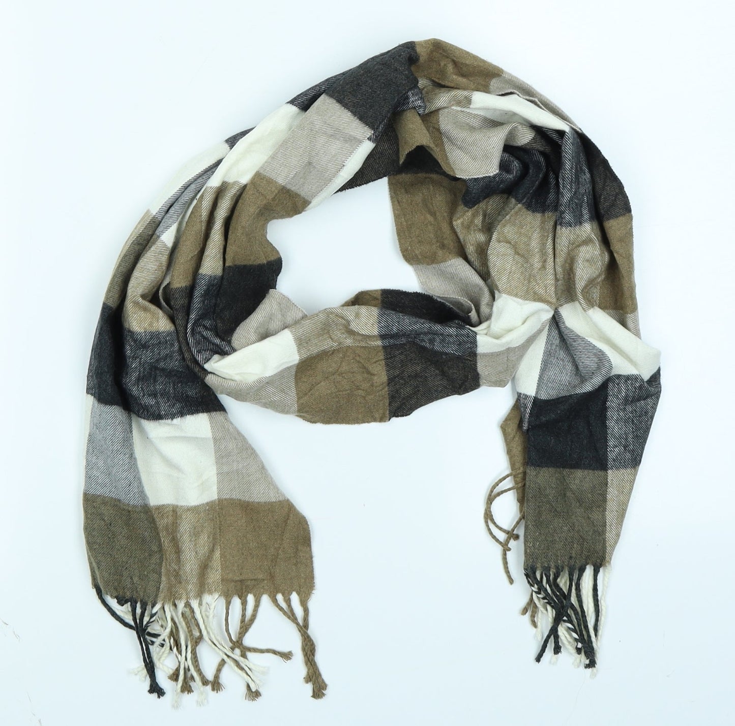 Preworn Unisex Brown Check Scarf