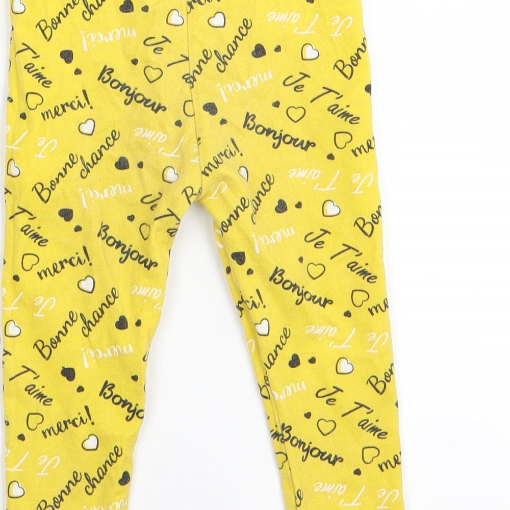so cute Girls Yellow Geometric Capri Leggings Size 9-12 Months - leggings
