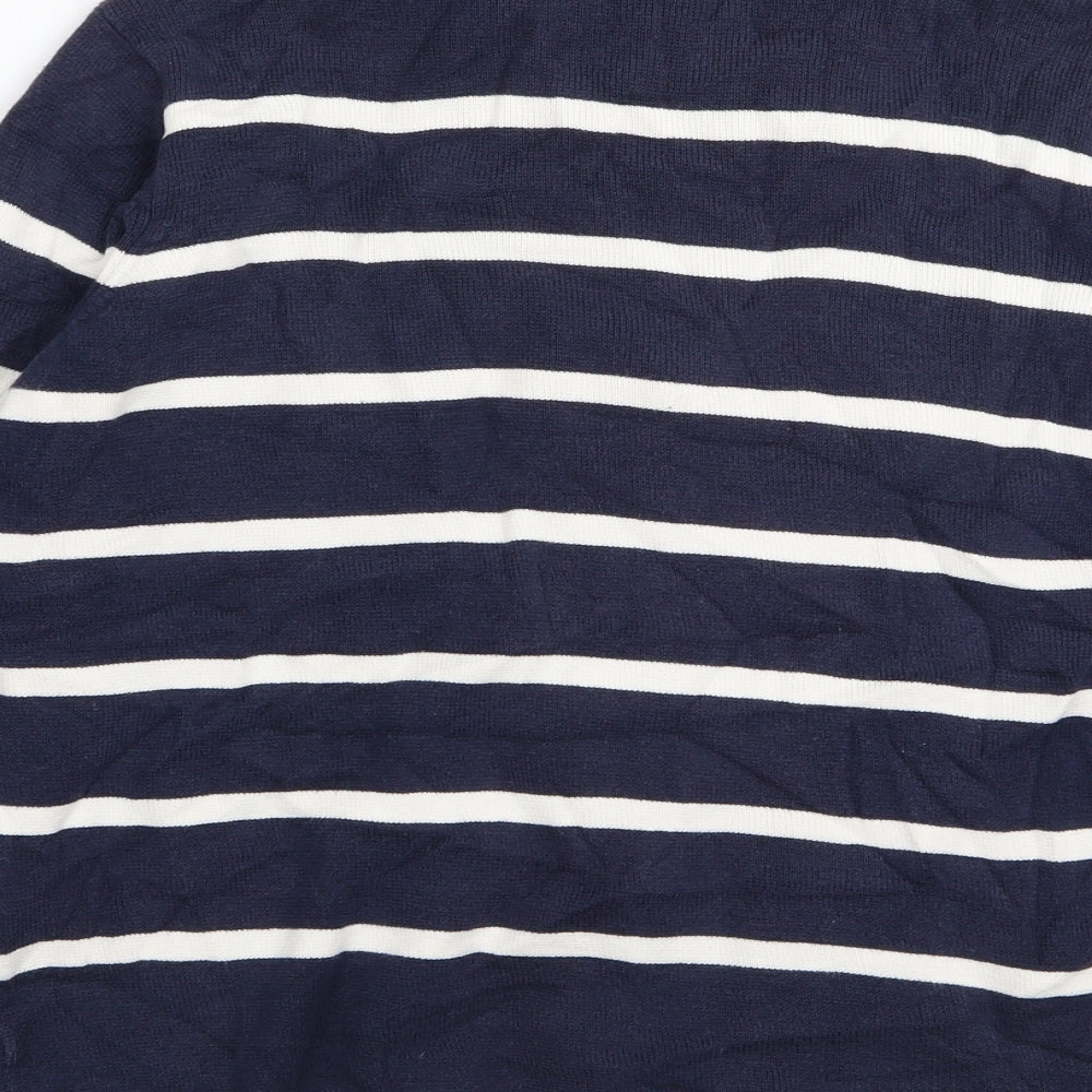 Marks & Spencer Womens Blue Striped Full Zip Jumper Size 14