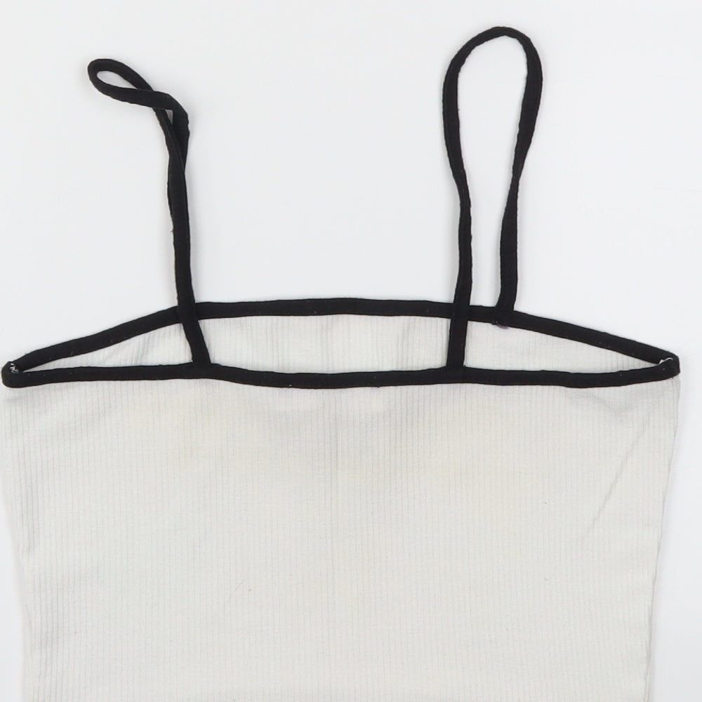 Missguided Womens White Cropped T-Shirt Size 6