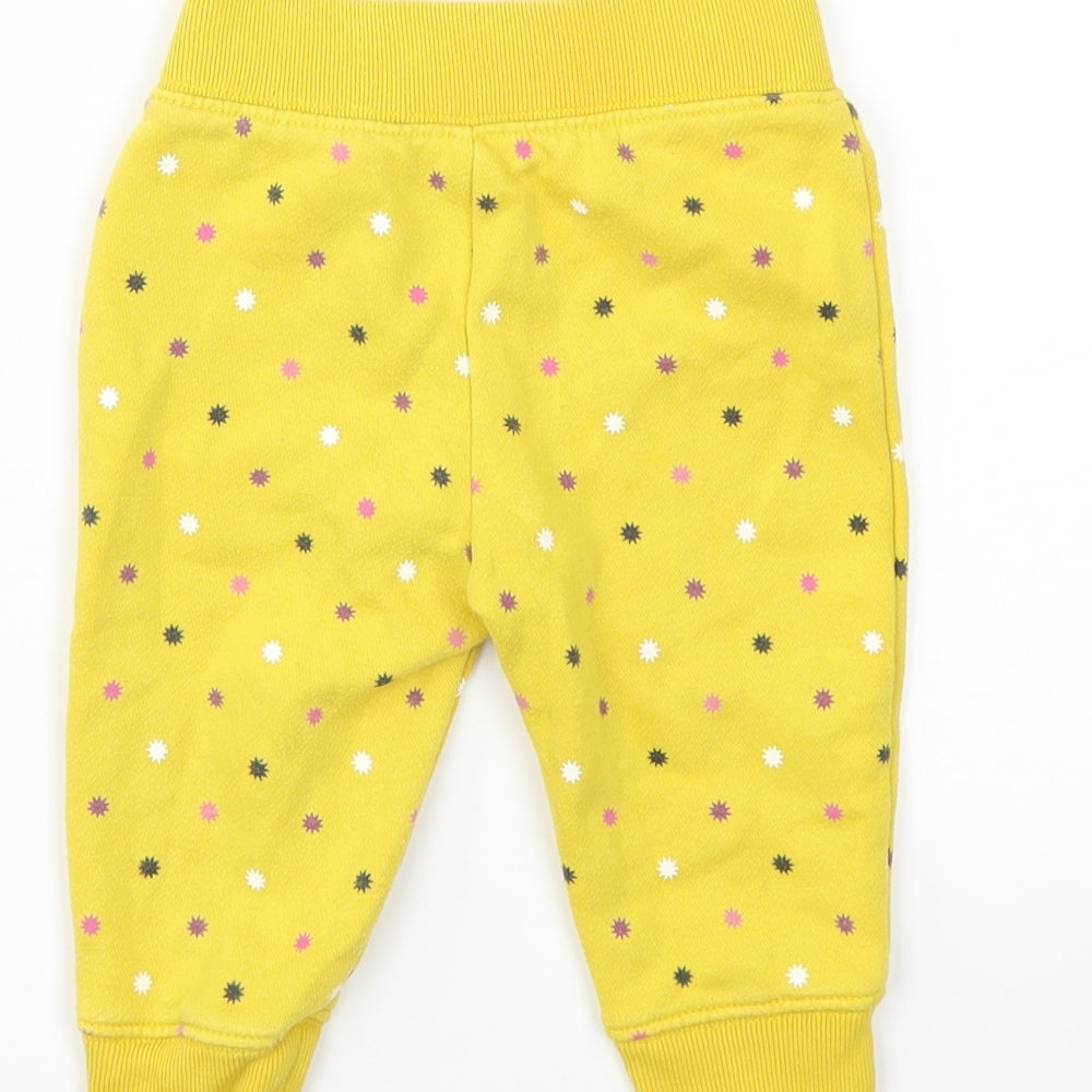 Gap Girls Yellow Polka Dot Jogger Trousers Size 12 Months