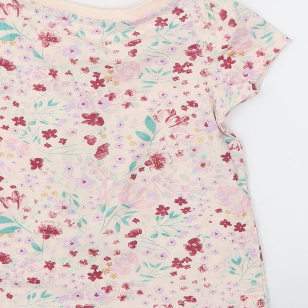 SO CUTE Girls Pink Floral Basic T-Shirt Size 9-12 Months