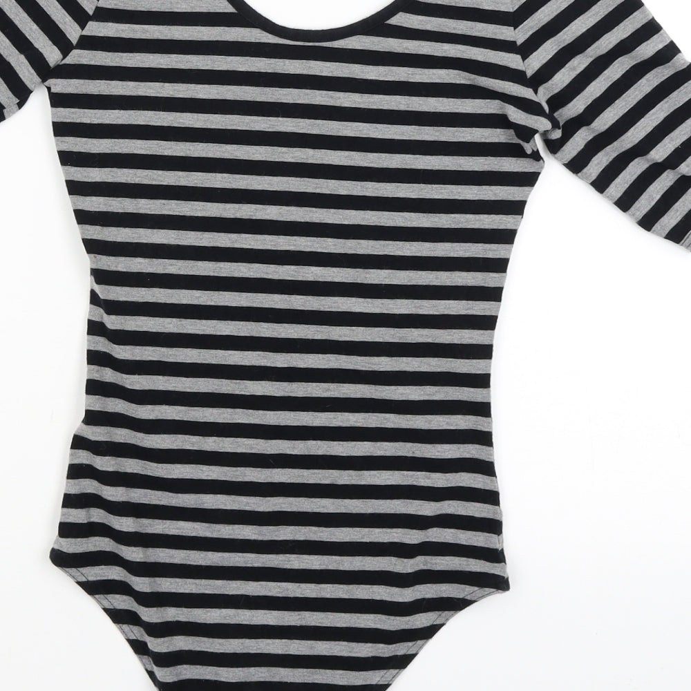 Dorothy Perkins Womens Grey Striped Bodysuit One-Piece Size 6
