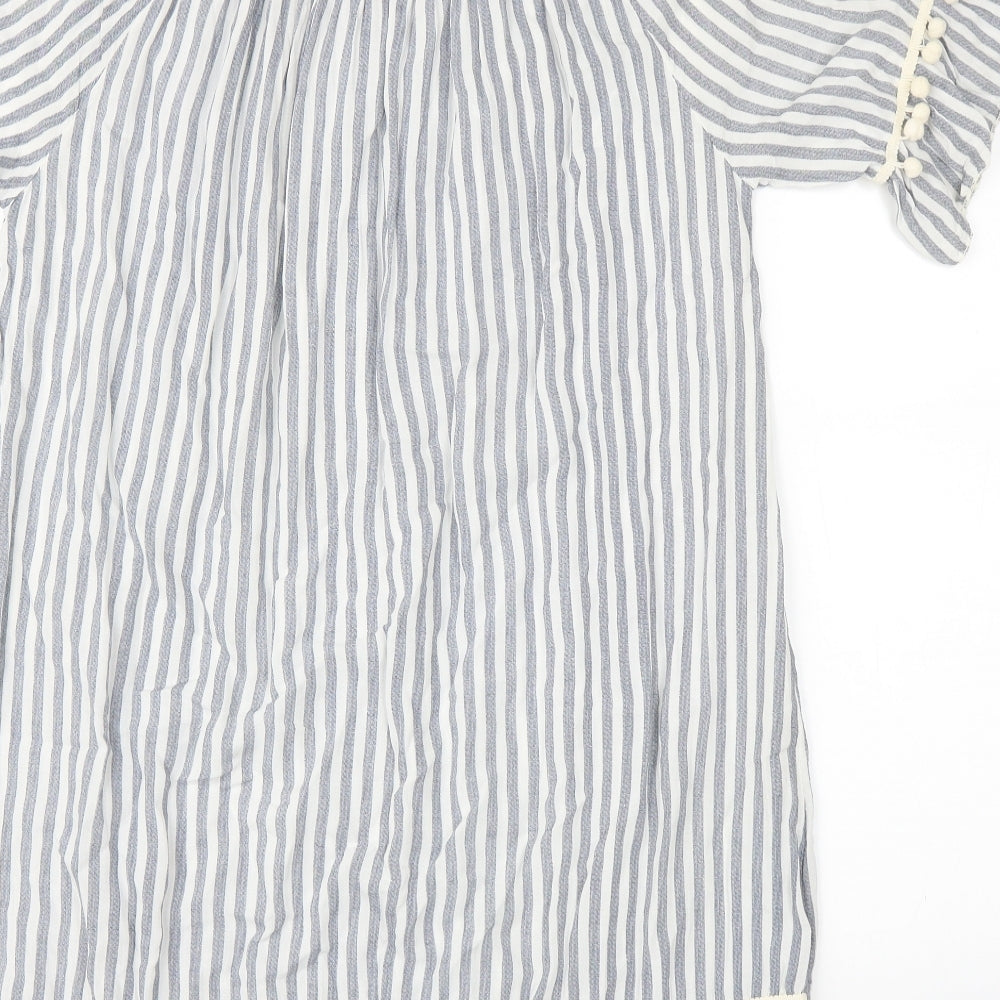 Preworn Womens Blue Striped Shift Size L