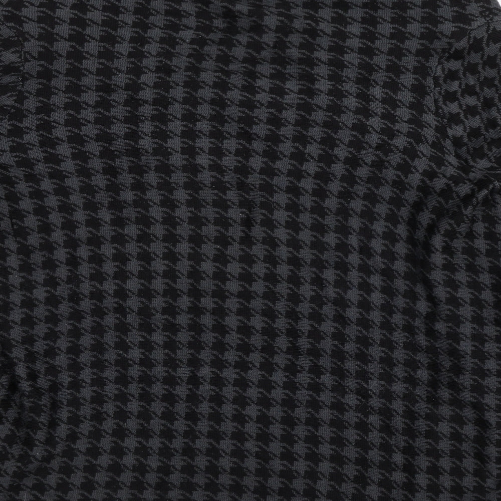 Elena Solano Womens Black Houndstooth Cardigan Jumper Size S - Waterfall Cardigan