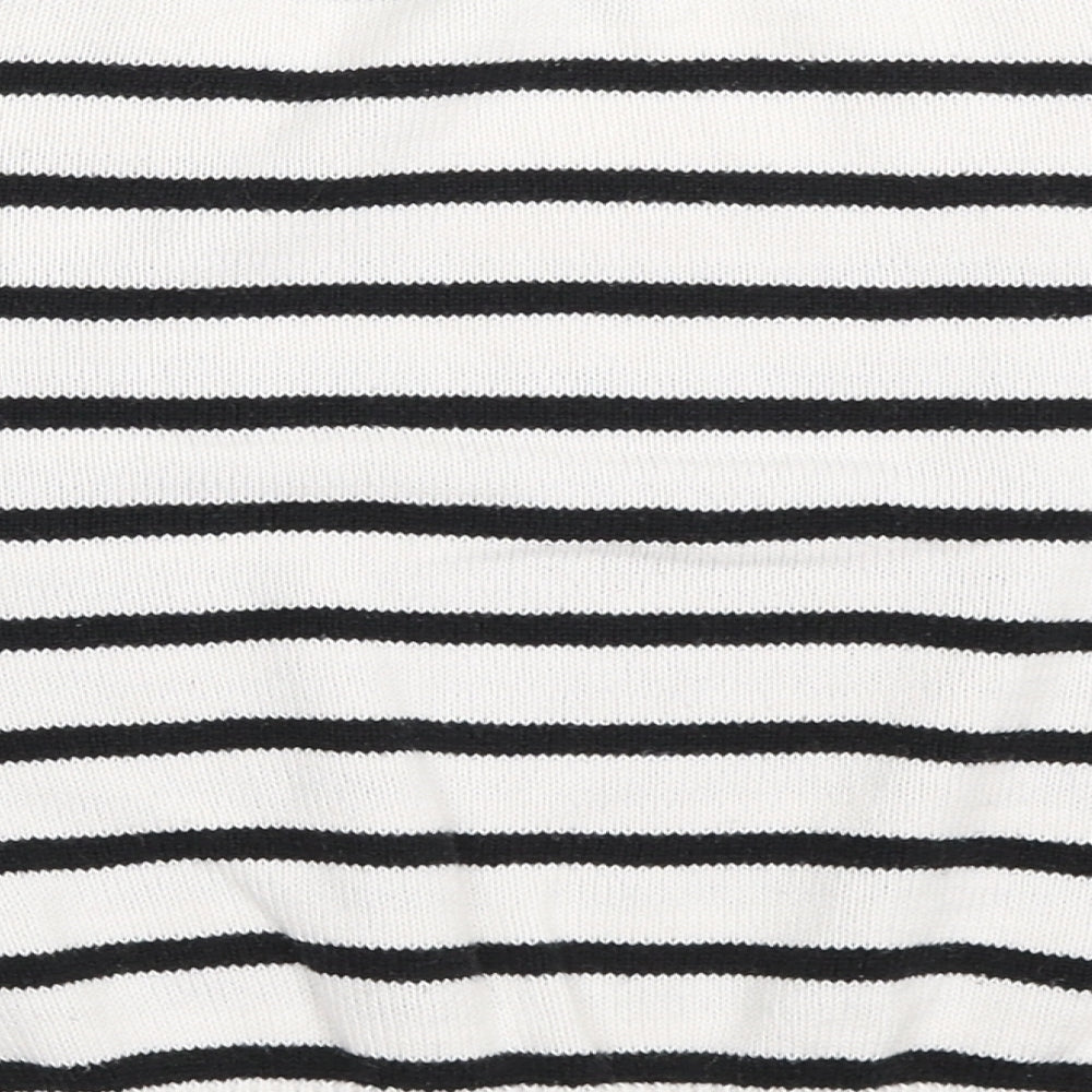 FOREVER 21 Womens White Striped Pullover Jumper Size L