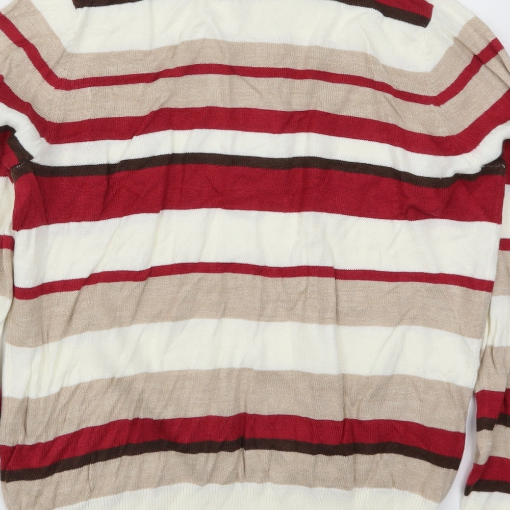 BHS Womens Red Striped Knit Pullover Jumper Size 16 - Beige