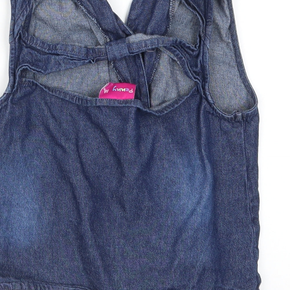 Penny M Girls Blue Denim Basic Button-Up Size 7 Years