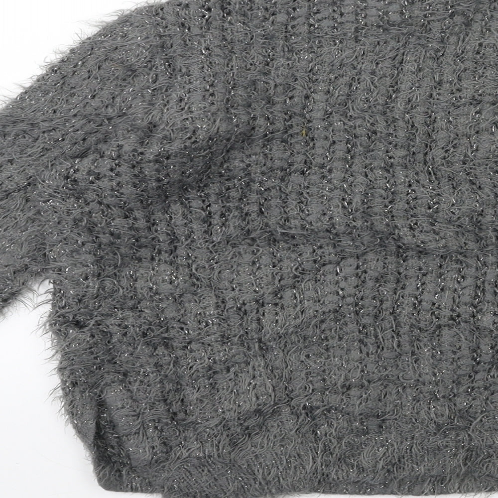 H&M Girls Grey Knit Pullover Jumper Size 10 Years