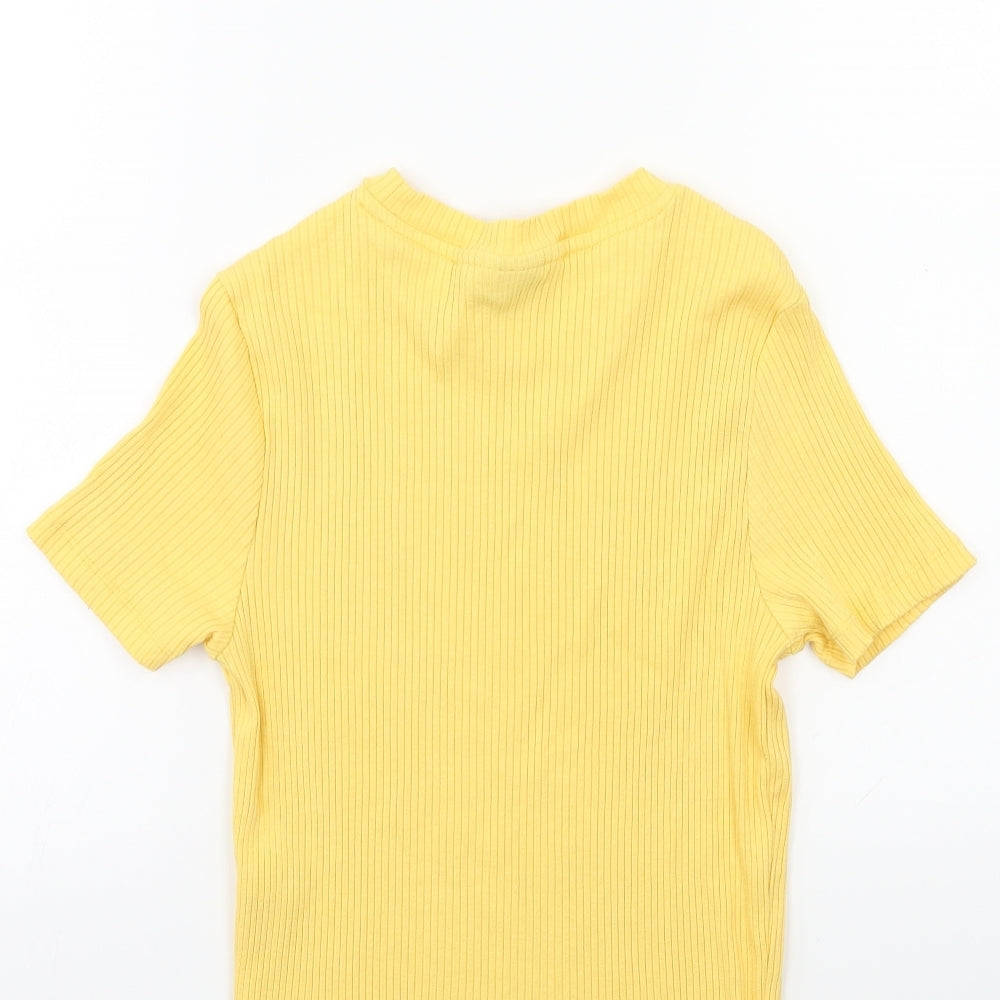 ASOS Womens Yellow Knit Basic T-Shirt Size 14