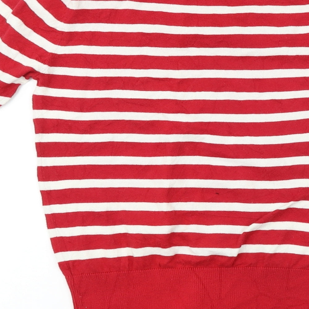 Oasis Womens Red Striped Pullover Jumper Size S