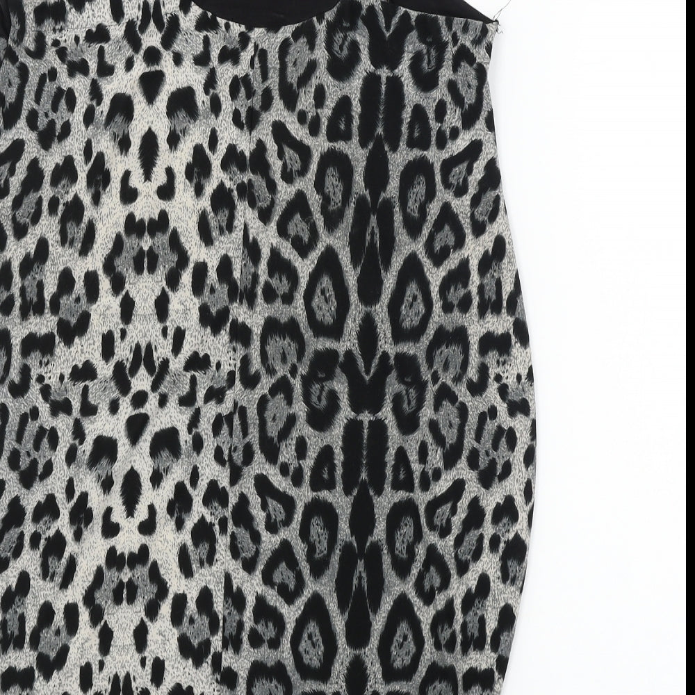 AX Womens Black Animal Print Basic Blouse Size 10