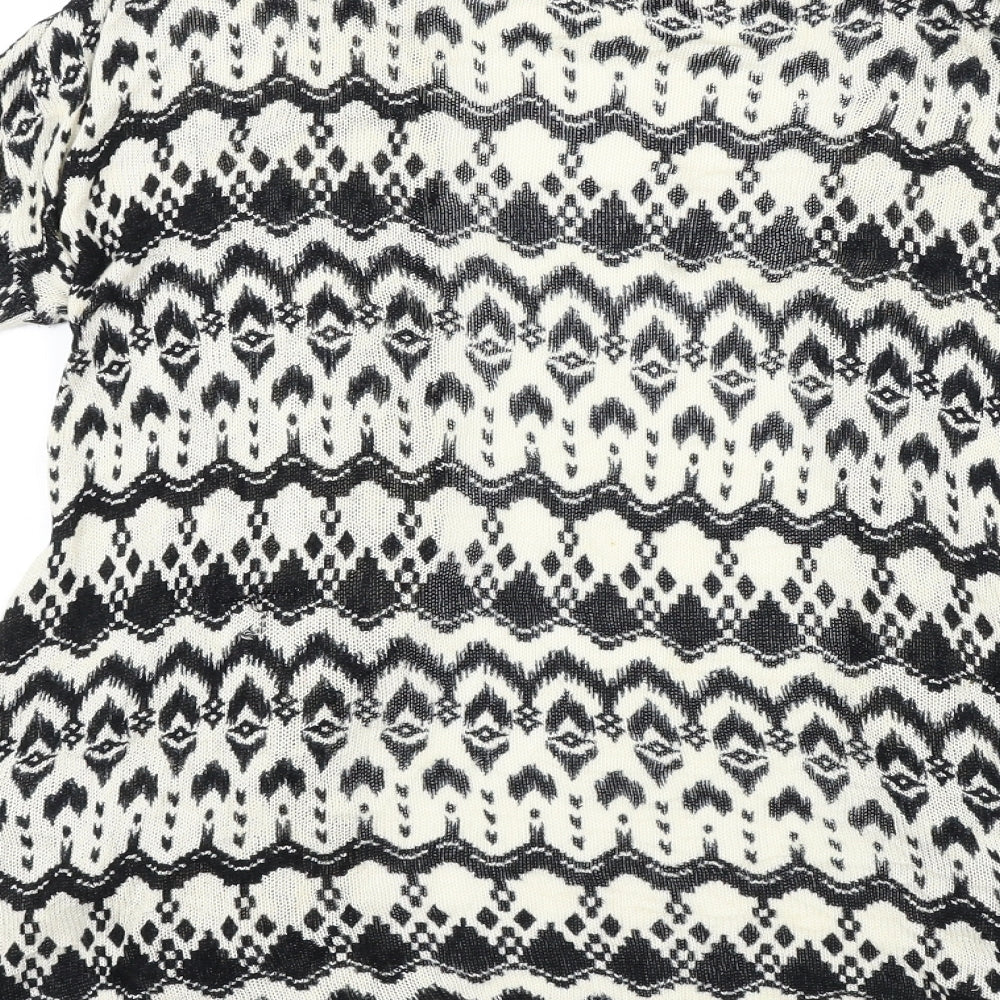 H&M Womens Ivory Geometric Cardigan Jumper Size 8