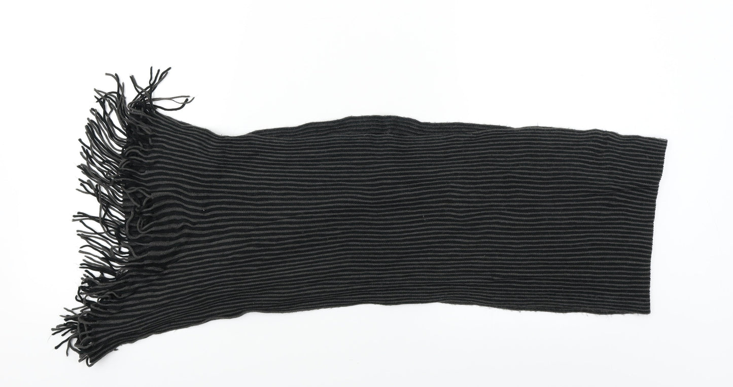 Preworn Mens Black Striped Scarf One Size