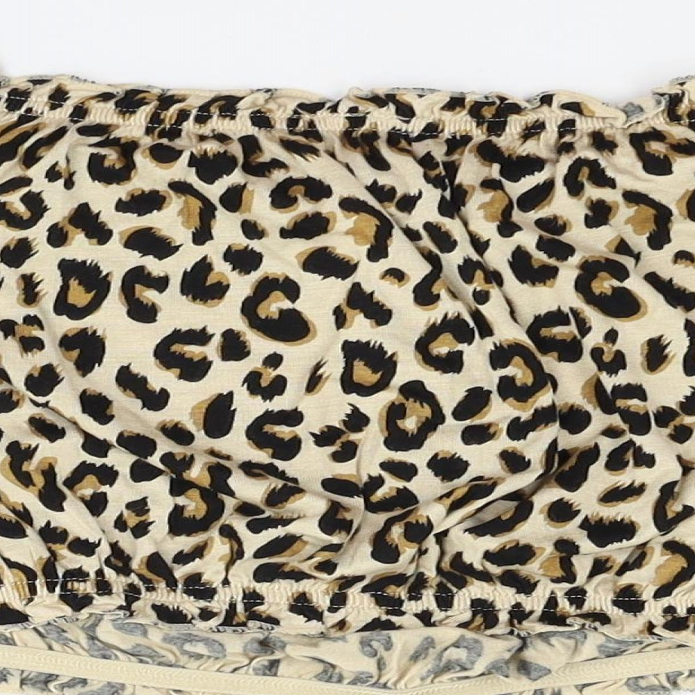 Divided Womens Beige Animal Print Basic Blouse Size S