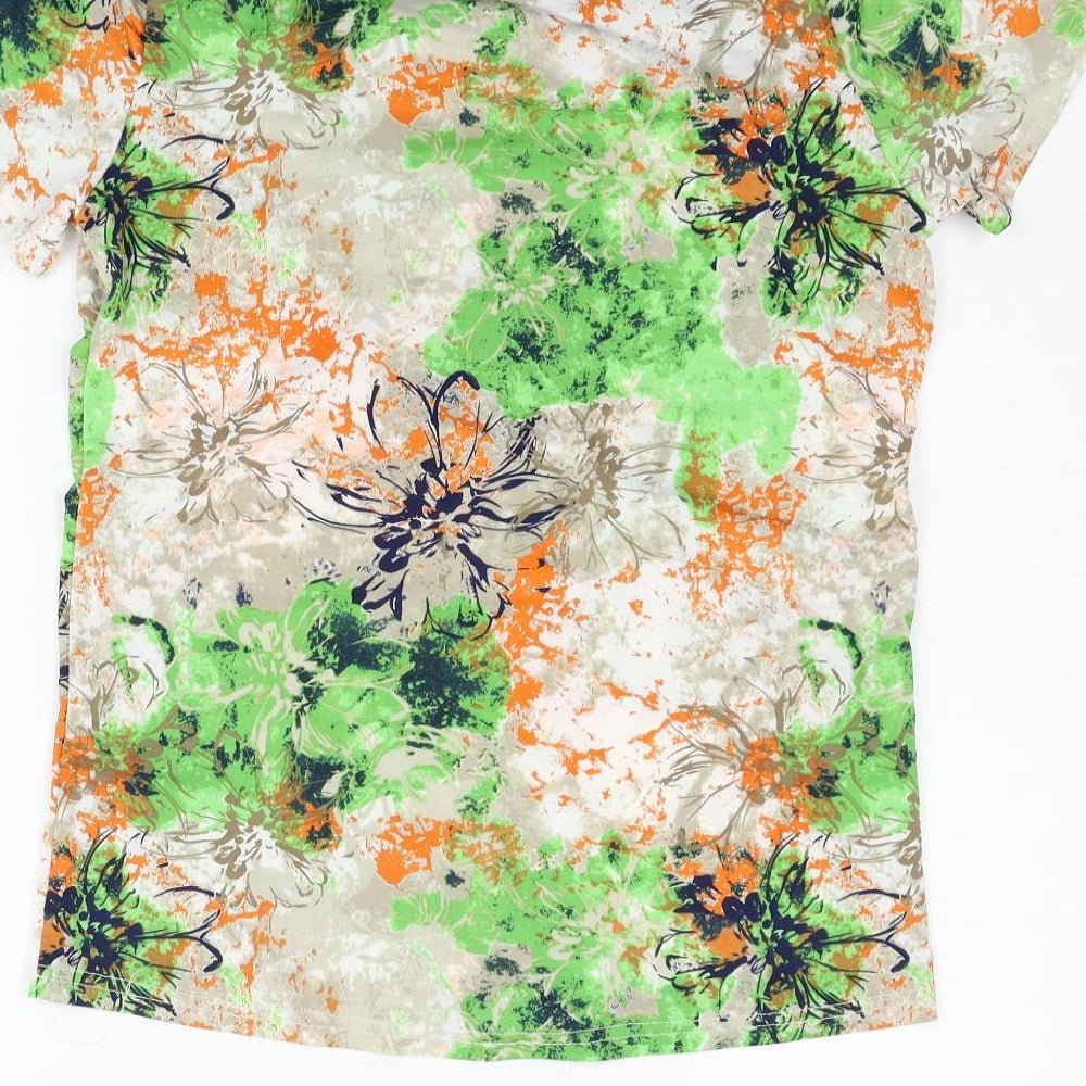 anna rose Womens Green Floral Basic Blouse Size S