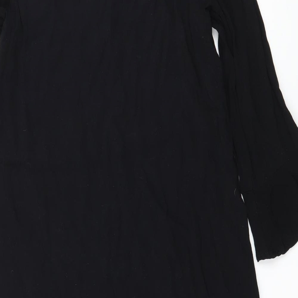Lunik Womens Black Basic Blouse Size M - Lace up detail