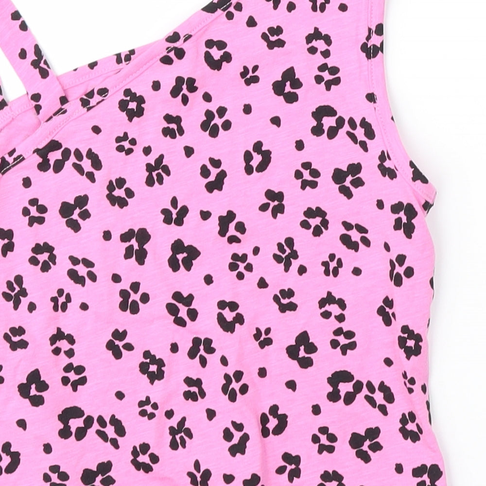 Matalan Girls Pink Animal Print Basic Tank Size 8 Years