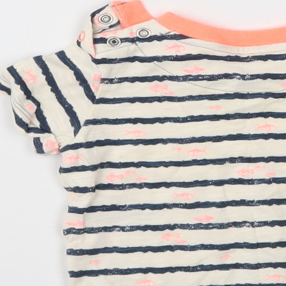 Marks & Spencer Baby White Striped Basic T-Shirt Size 0-3 Months