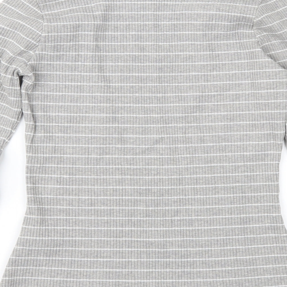Marks & Spencer Girls Grey Striped Pullover Jumper Size 12-13 Years