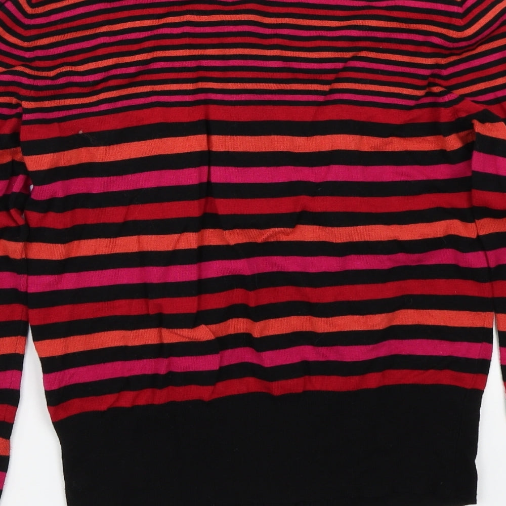 Warehouse Womens Black Striped Cardigan Jumper Size 10