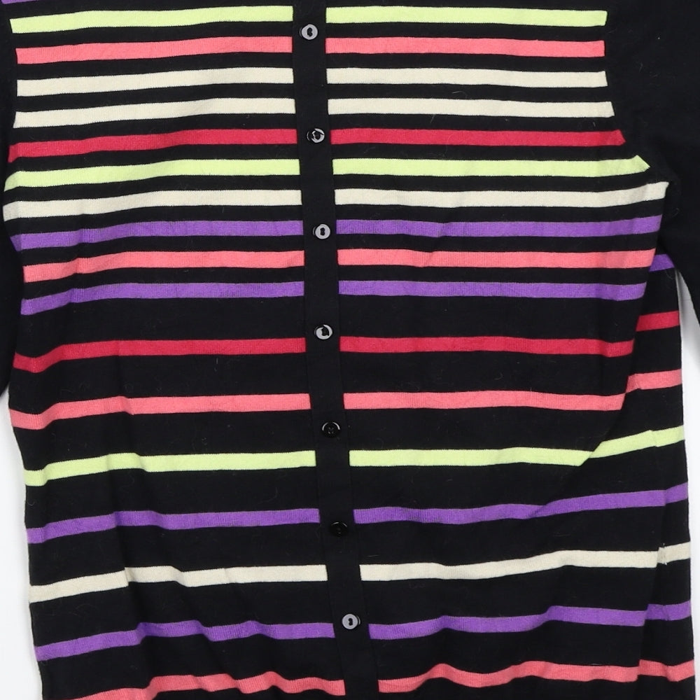 Coast Womens Black Striped Cardigan Jumper Size 10