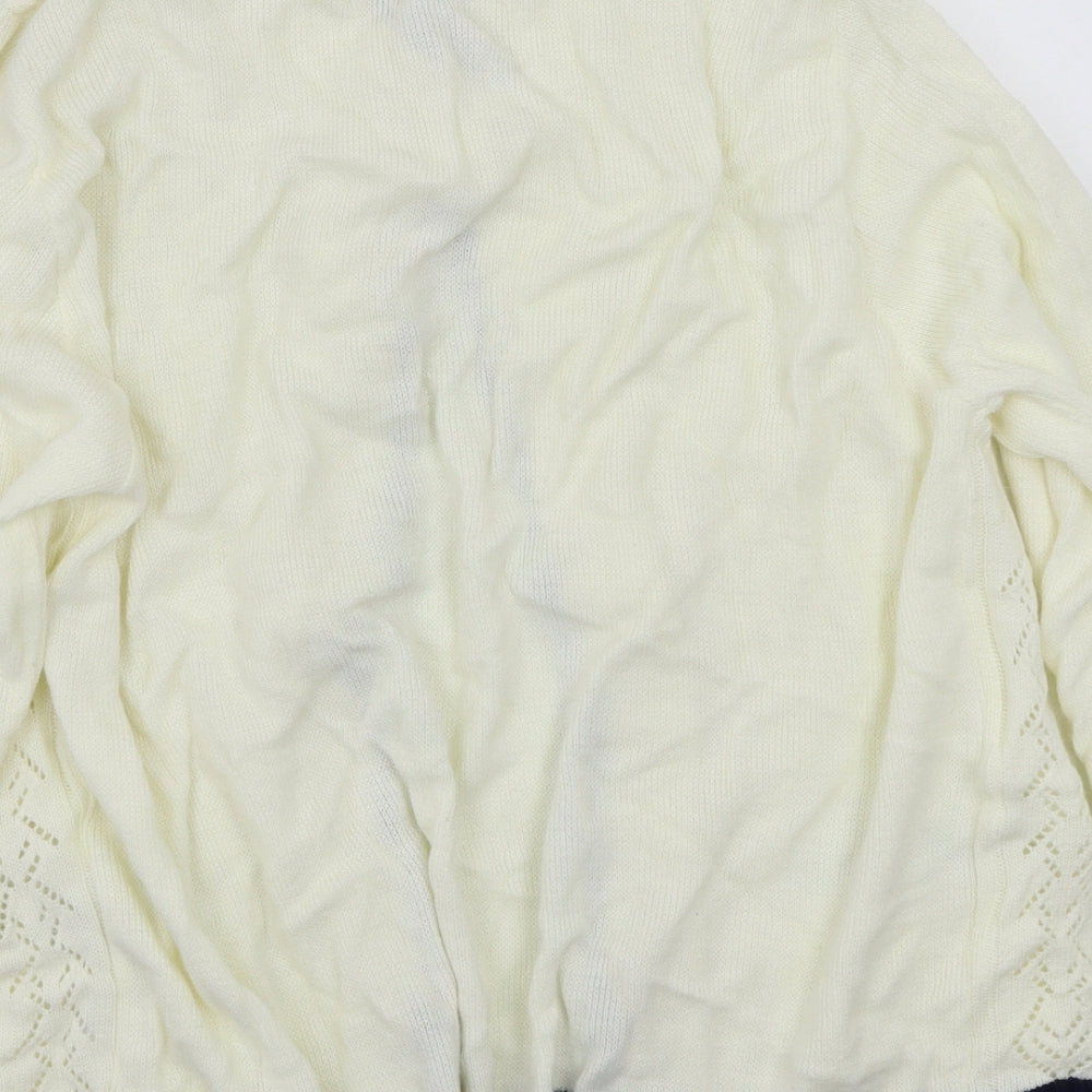 Glimpse Design Womens White Cardigan Jumper Size L