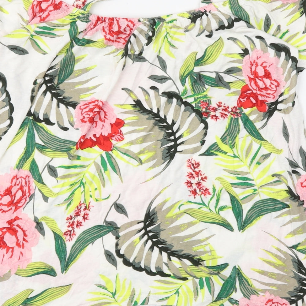 Dorothy Perkins Womens White Floral Basic Blouse Size 8