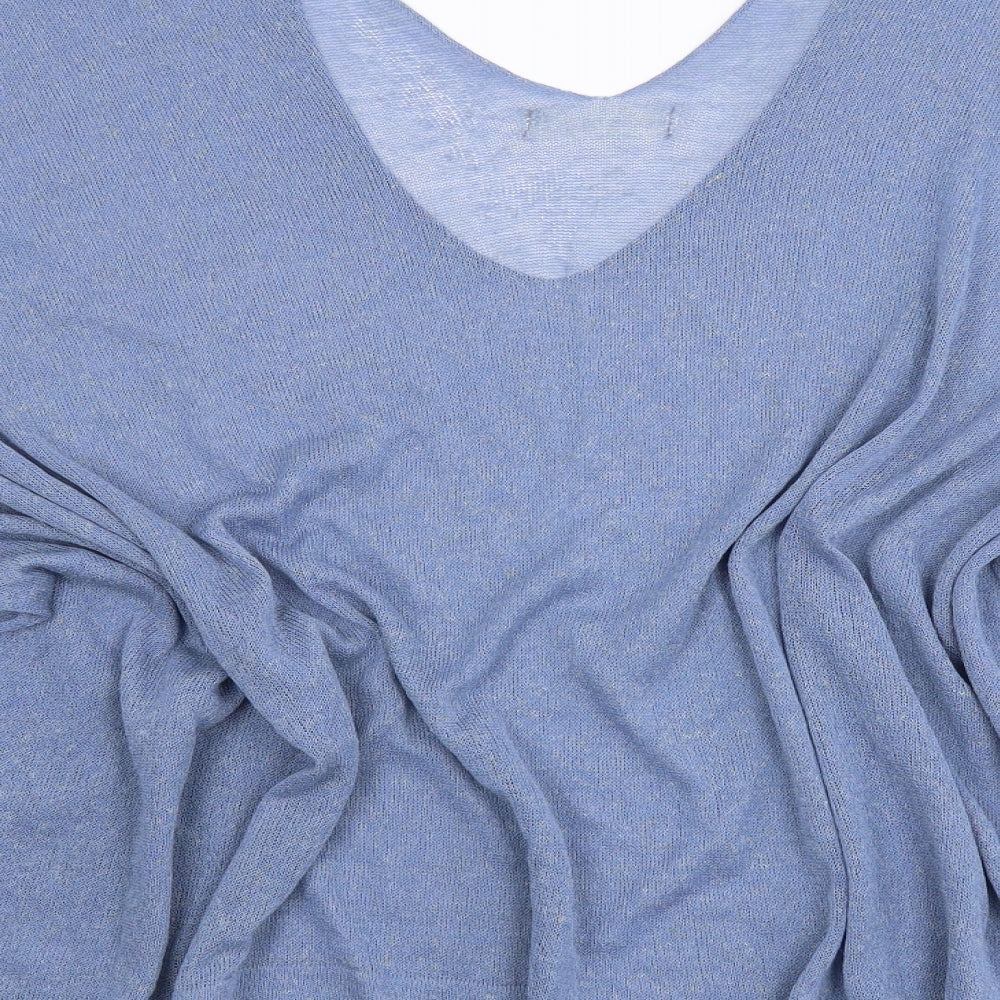 Preworn Womens Blue Knit Basic Blouse Size L
