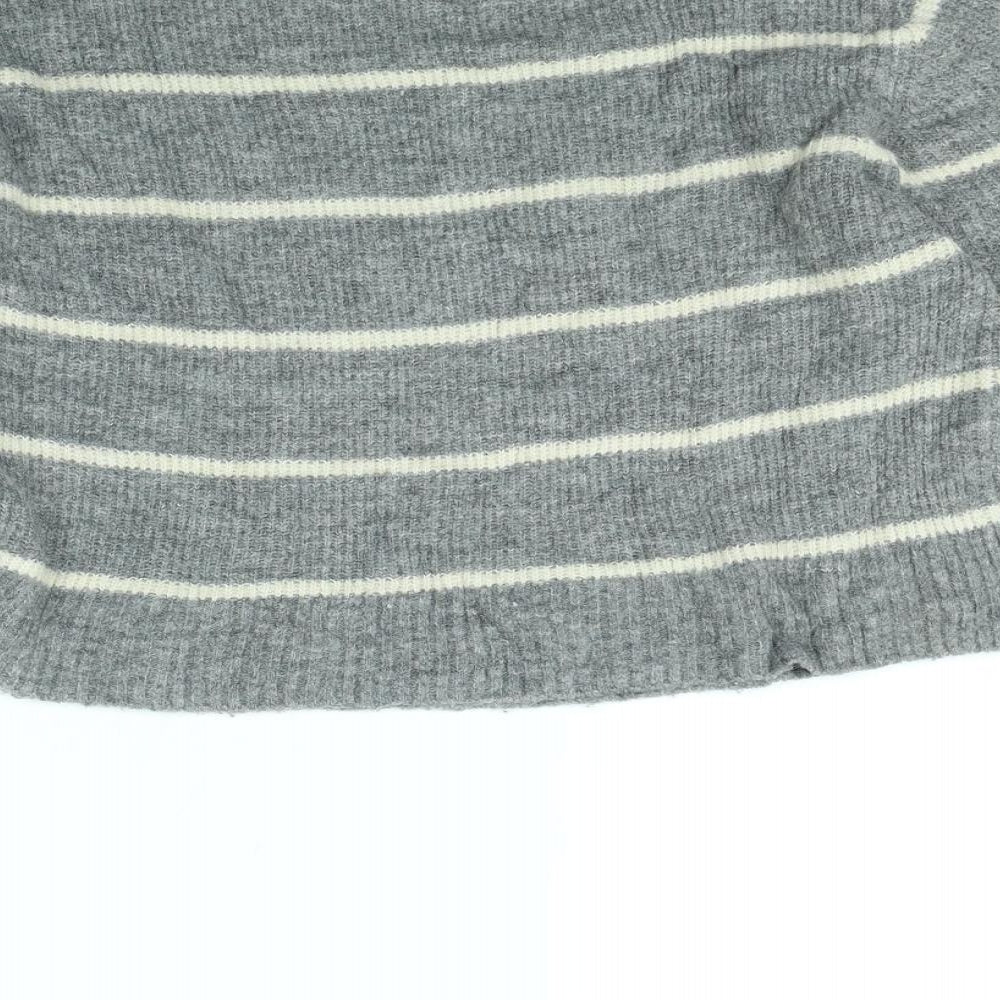 Divided Womens Grey Striped Pullover Jumper Size M
