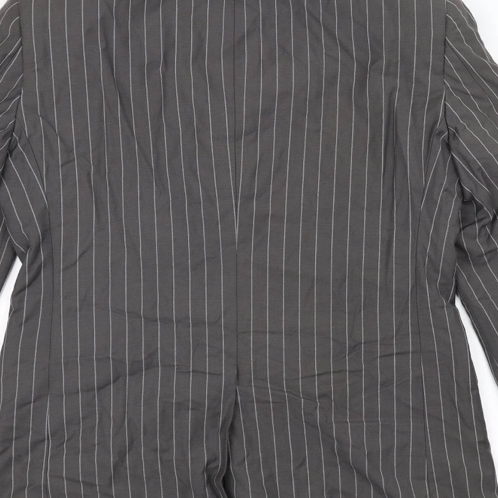 Fellini Mens Grey Striped Jacket Suit Jacket Size 36