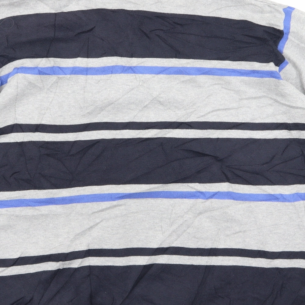 Blue Harbour Womens Grey Striped Basic Polo Size M